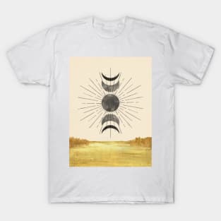 Abstract landscape, sun and moon phases T-Shirt